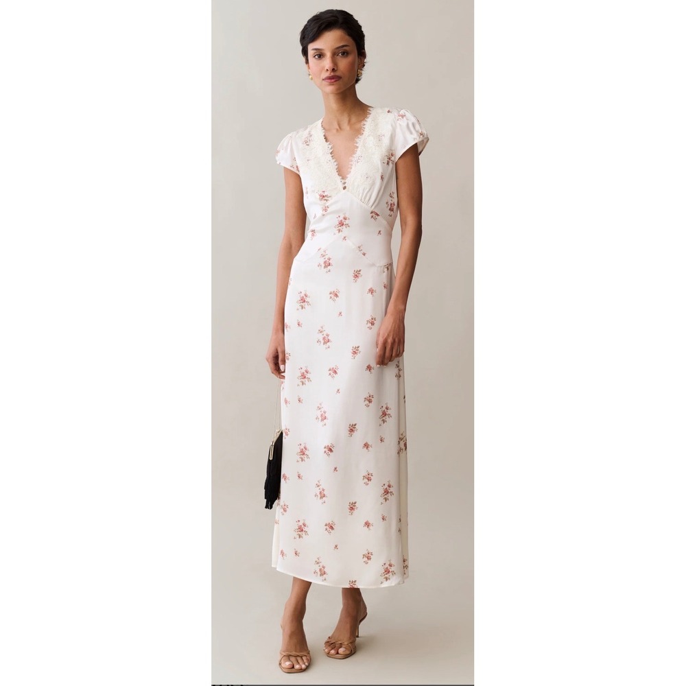 Few Moda o.p.t One Pretty Time Floral Silk Lace Maxi Dress Ivory Size 4